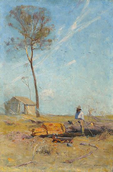 Arthur streeton Whelan on the log oil painting image